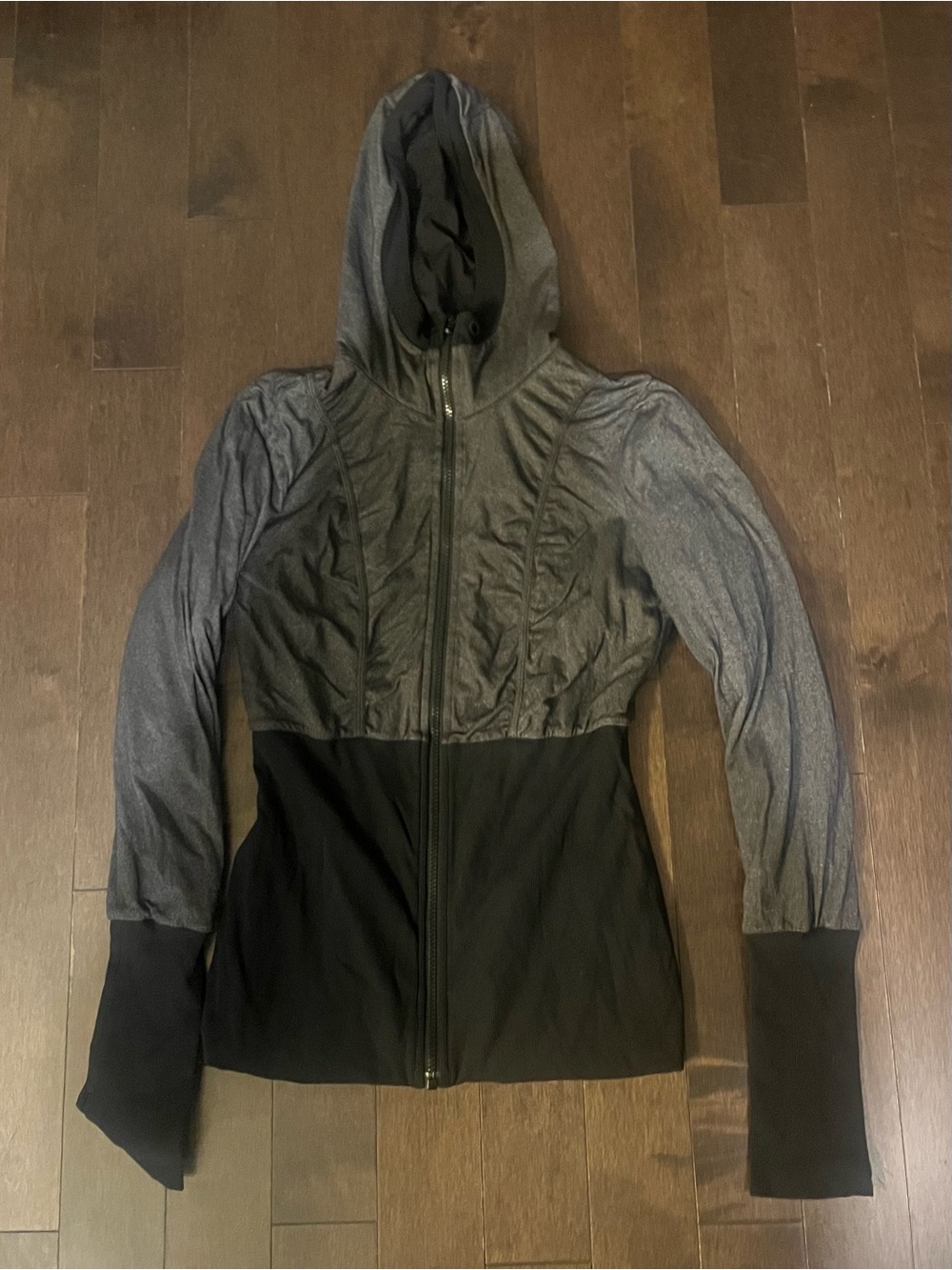 lululemon athletica Two-Tone Black and Gray Reversible Hooded Zip Jacket